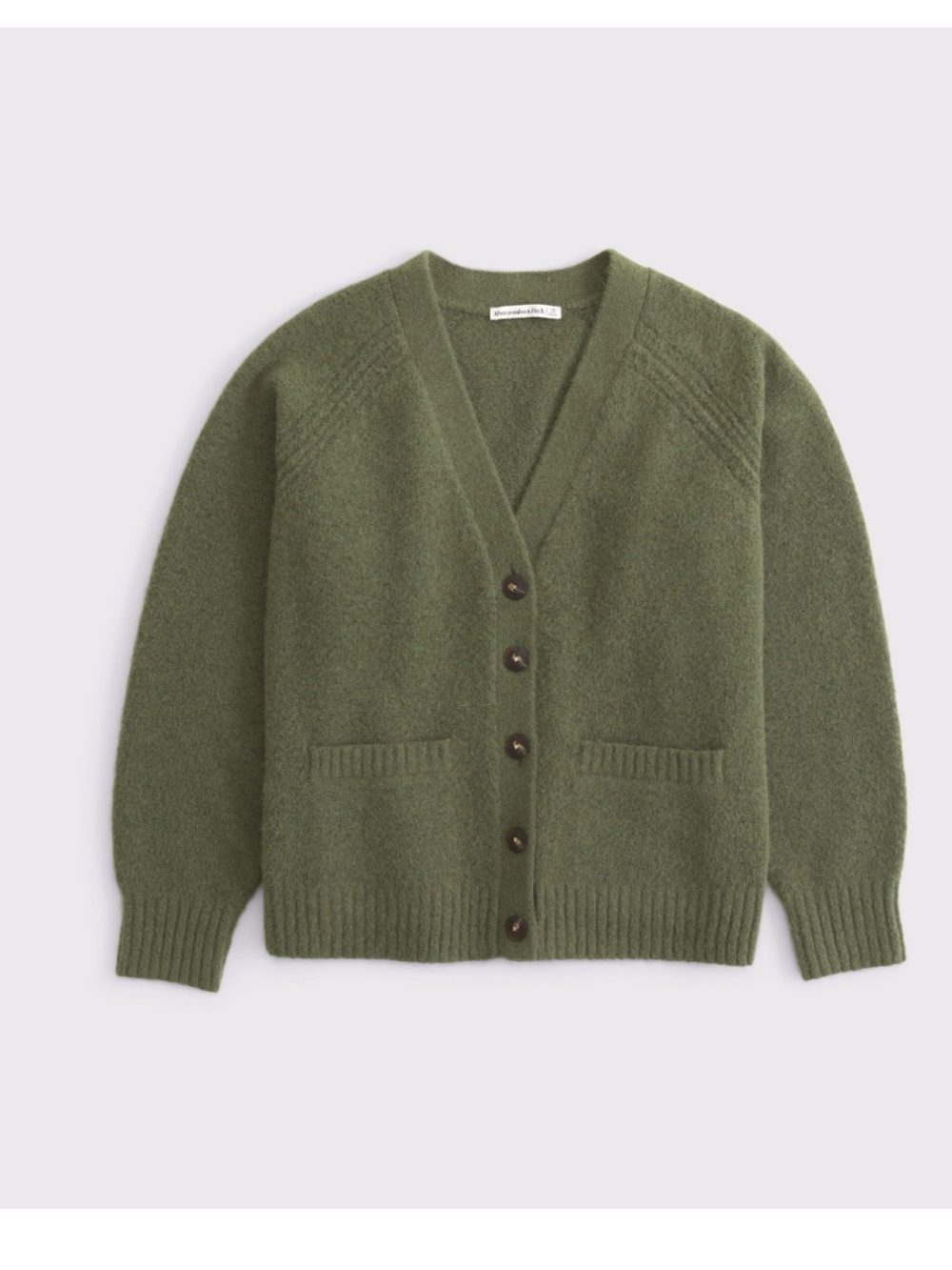 Abercrombie & Fitch Olive Green Dad V-Neck Button Cardigan